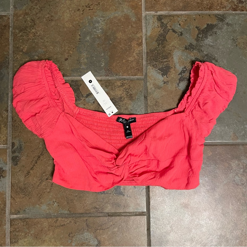 NWT Aqua x Helen Owen Knot Front Crop Top